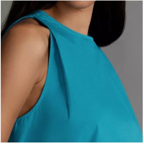 NWT Anthropologie | Maeve | Blue Sleeveless Bubble 100% Cotton Top, L - Picture 2 of 10